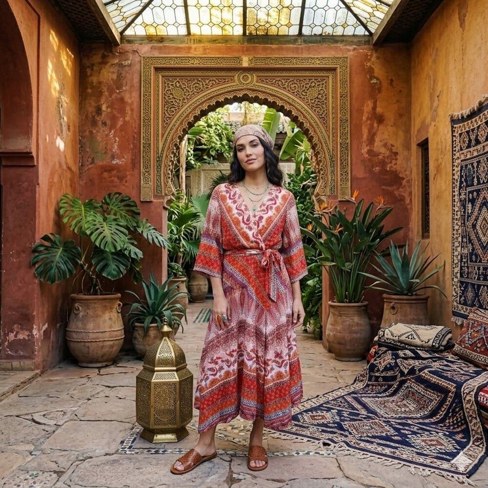 Westport 1982 Bohemian Paisley Tiered‎ Maxi Dress wrap-front design tiered 16